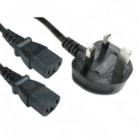 2m UK Plug to 2x C13 Mains Splitter Cable RB-333