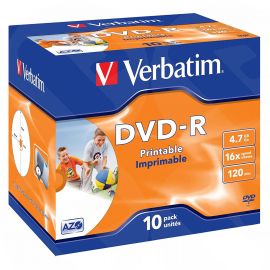 Verbatim Dvd-R Printable Discs In Cases 10Pack Boxed 43521