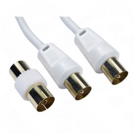 5M TV Aerial Cable Male to Male with Female (F-F) Coupler 2TV-05 White