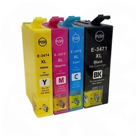 E-T3471-3474 - 34XL Full Set of Compatible Ink Cartridges for WorkForce Pro WF-3720DWF / 3725DWF Printers