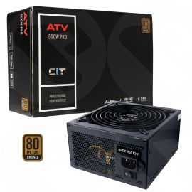 CIT 500W ATV Pro PSU, ATX 12V, Active PFC, 2 x 6+2 pin PCIe, 140mm Fan, Fully Wired, 80+ Bronze