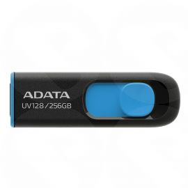 ADATA 256GB USB 3.0 Memory Pen, UV128, Retractable, Capless, Black & Blue