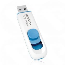 ADATA 16GB USB 2.0 Memory Pen, Retractable, Capless, White AC008-16G-RWE