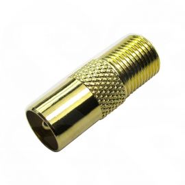 Gold F Type (female) to TV Aerial (male) Adapter : 3-FF-9M