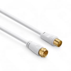 5m F Male to 9.5mm Male, white cable, gold, 2-FM-9M-05