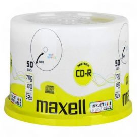 Maxell CD-R 52x White Full Face Inkjet Printable Surface - 50 Discs in Spindle Pack