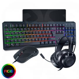 CiT Rainbow RGB, Keyboard, Headset and Mouse, Mouse Mat Gaming Combo Set