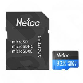 Netac P500 32GB MicroSDHC Card with SD Adapter, U1 Class 10, Up to 90MB/s