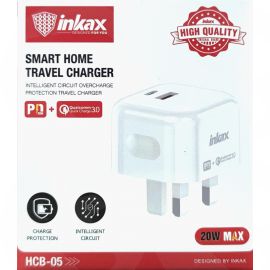 InKax Smart Travel Charger, USB Type-C USB A 20W Max PD QC3.0