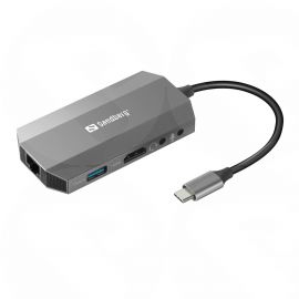 Sandberg (136-33) External USB-C 6-IN-1 Dock, HDMI, DP, USB3.0 x2, RJ45, SD Slot