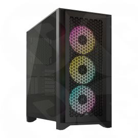 Corsair iCUE 4000D RGB AIRFLOW Gaming Case w/ Glass Window, E-ATX, 3x AF120 RGB Fans, High-Airflow Front, USB-C, RGB Controller, Black