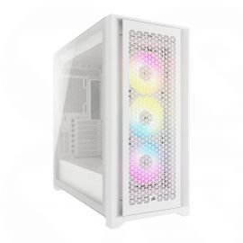 Corsair iCUE 5000D RGB AIRFLOW Gaming Case w/ Glass Window, E-ATX, 3x AF120 RGB Fans, High-Airflow Front, USB-C, RGB Controller, White