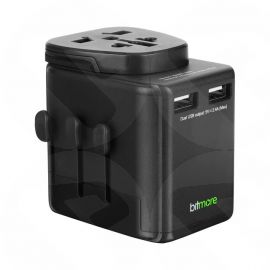 Bitmore Worldwide Universal Travel Adapter with 2 x USB charging ports