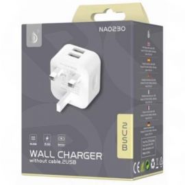 2x USB-A Wall Charger 2.4A, 3 pin plug NA0230