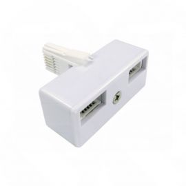 White BT Male to Wall Socket Splitter - 2 X BT Female BT-750