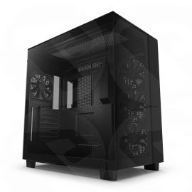 NZXT H9 Flow Dual-Chamber Tempered Glass ATX Mid-Tower Gaming PC Case - Black - CM-H91FB-01