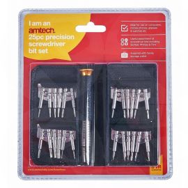 Amtech 25pc Precision Screwdriver Bit Set with Wallet