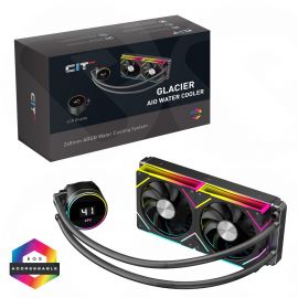 CiT Pro Glacier 240mm Watercooler With Temperature Display and ARGB Fans - Black