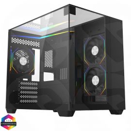 CiT Eclipse Black Micro-ATX Gaming Case Tempered Glass LED Strip, 3 x 120mm CiT Eclipse Infinity ARGB Fans - CIT-ECLIPSE-ARGB