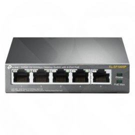 TP-LINK (TL-SF1005P) 5-Port 10/100 Unmanaged Desktop Switch, 4 Port PoE, Steel Case