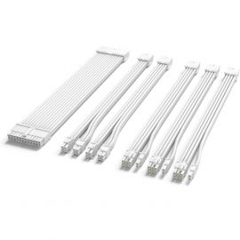 All White PSU Extension Cable Kit , Solid Color Cable Solid Combo 300mm ATX 1 x 24 Pin 3 x PCI 6+2 Pin 2 x CPU 8 Pin With Combs