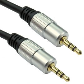 3m AUX Cable Male to Male 3.5mm Gold Connections Stereo 3 Pole