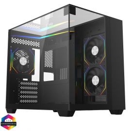 CiT Eclipse Black Micro-ATX Gaming Case Tempered Glass LED Strip, 3 x 120mm CiT Eclipse Infinity ARGB Fans - CIT-ECLIPSE-ARGB